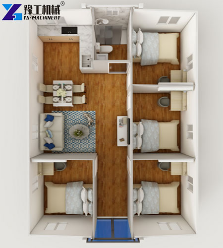 fold out container house's internal layout