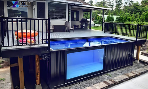 shipping container pool with hot tub