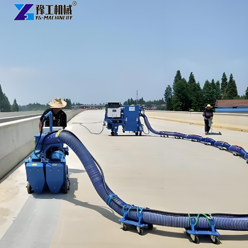 floor blasting machine working on concrete pavement